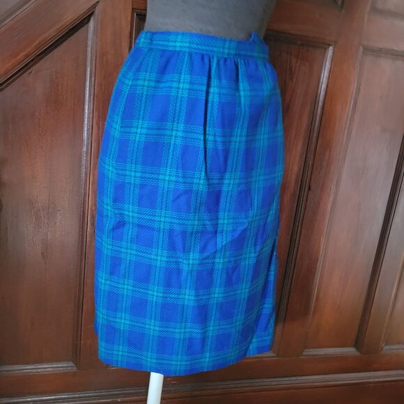 Pendleton Womens Blue & Green Plaid Wool Skirt Size 18 - Picture 1 of 7